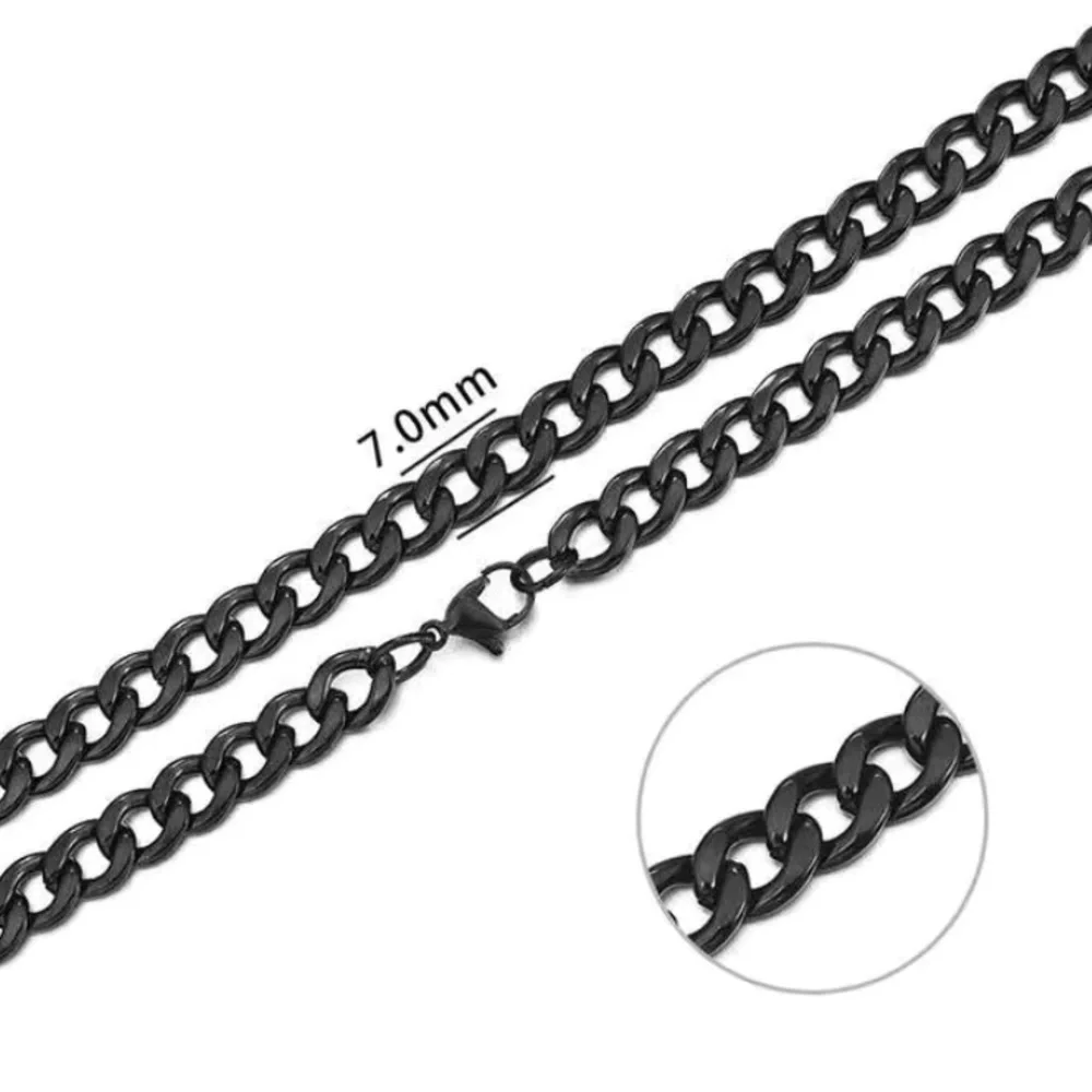 Black Stainless Steel Cuban Chain Necklace - Picture 7 of 9